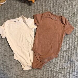 Old Navy Cream and Brown Kids Bodysuits